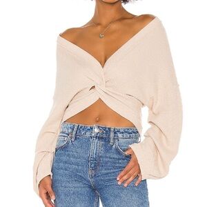 Free People Knit Front Knot Top Size L + FREE SHIPPING
